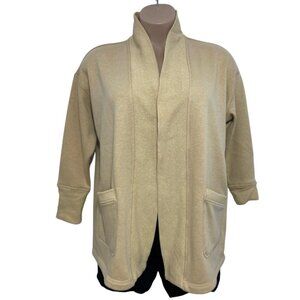 ISAAC MIZRAHI LIVE! Open Cardigan Duster Size Medium Tan Thick Knit Thigh Length